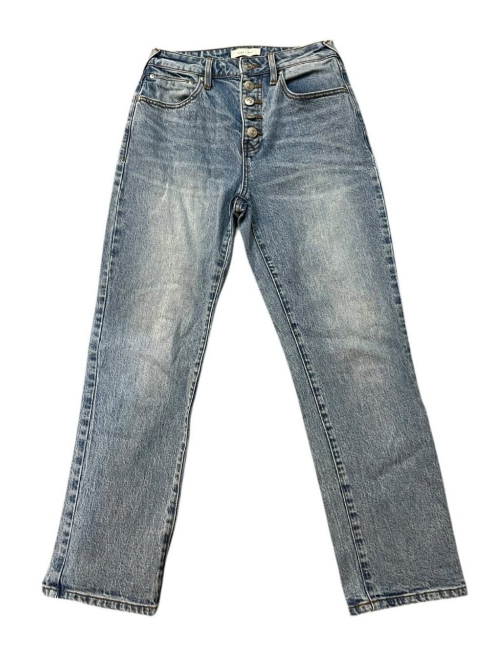 CLEO + WOLF Womens Size 27 Ankle Button Fly Blue Jeans High Waist  27 x 27.5